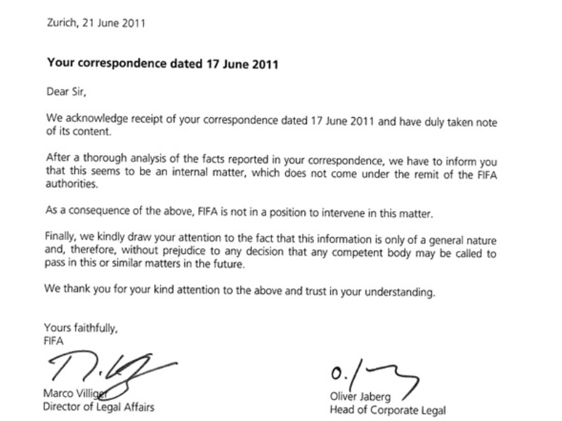 Απάντηση από FIFA