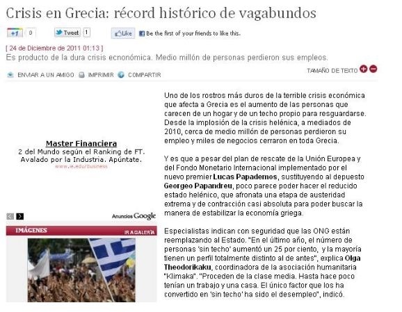 Ισπανικός Τύπος: Τάξη αστέγων στην Ελλάδα