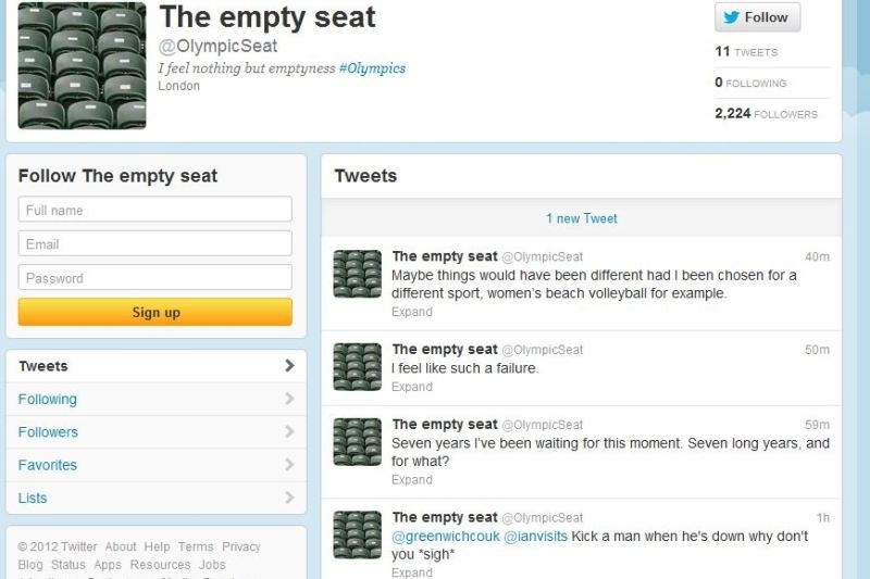 Λονδίνο 2012: To «τιτίβισμα» ενός άδειου καθίσματος…