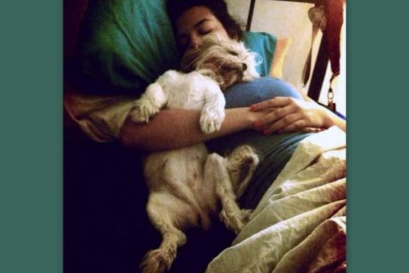 Ελληνίδα παρουσιάστρια κοιμάται με τον σκύλο της!