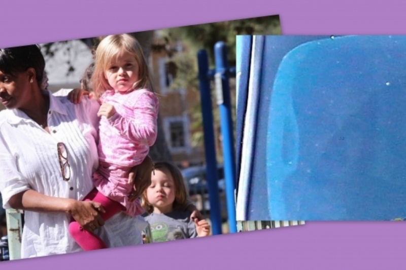 Η Angelina Jolie στο αυτοκίνητο και τα παιδιά στις κούνιες