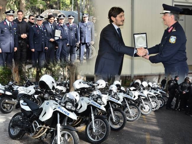 Δέκα μοτοσυκλέτες δώρισε ο Δημήτρης Γιαννακόπουλος στην ΕΛ.ΑΣ.