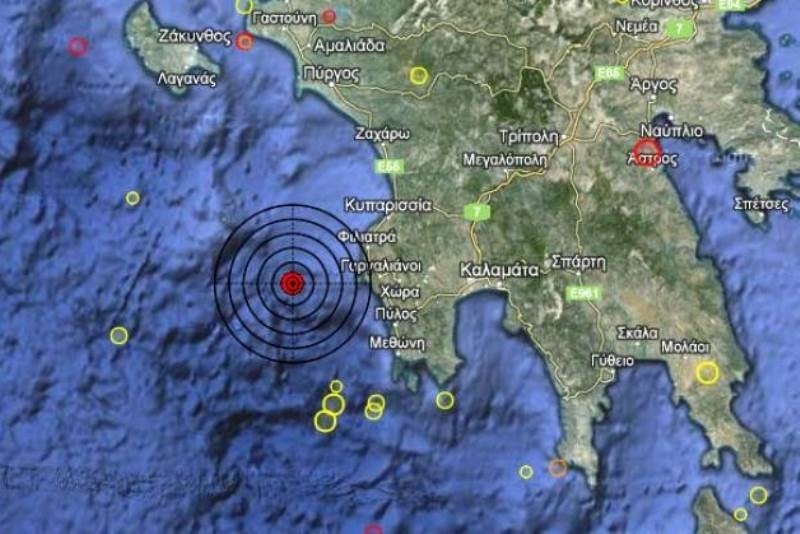 Σεισμός 3,4 Ρίχτερ δυτικά της Πελοποννήσου