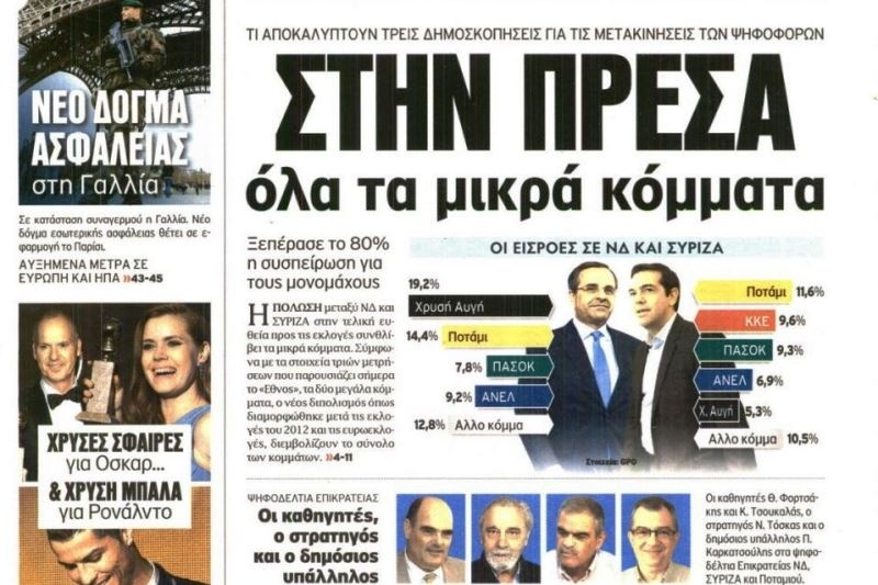 Τα πρωτοσέλιδα του πολιτικού Τύπου της Τρίτης (13/1)