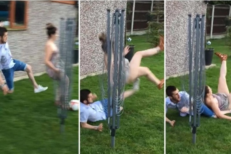 Πήγε να κόψει το πόδι της συντρόφου του με τάκλιν για… πλάκα! (video)