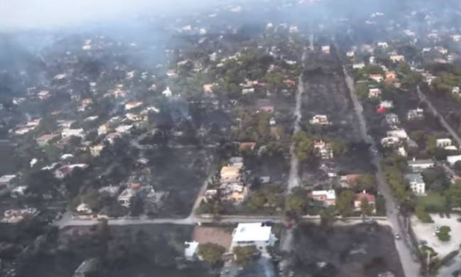 Φωτιά Αττική: Συγκλονιστικές εικόνες της ανείπωτης τραγωδίας από ψηλά (video)