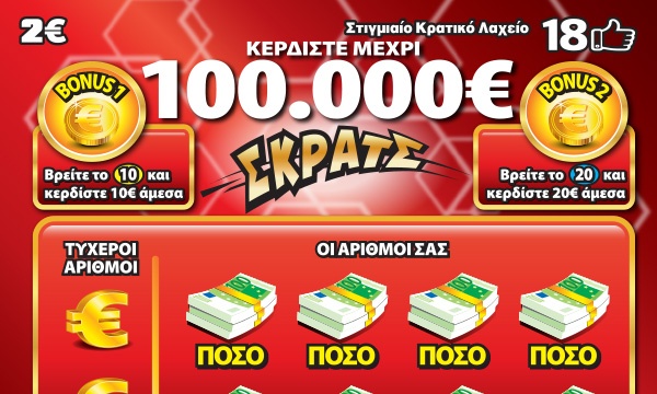 ΣΚΡΑΤΣ: Κέρδη 3.893.908 ευρώ την προηγούμενη εβδομάδα