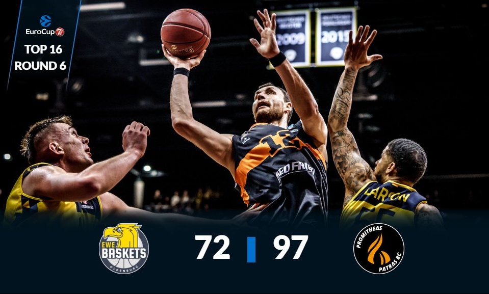 Όλντενμπουργκ-Προμηθέας Πάτρας 72-97: Πανηγυρικά στους «8» του EuroCup