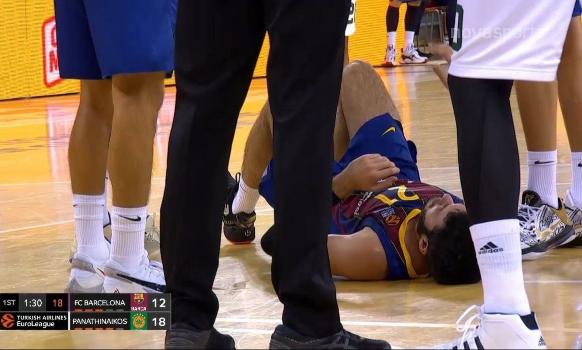 Μπαρτσελόνα - Παναθηναϊκός ΟΠΑΠ: Ο σοβαρός τραυματισμός Αμπρίνες (video)
