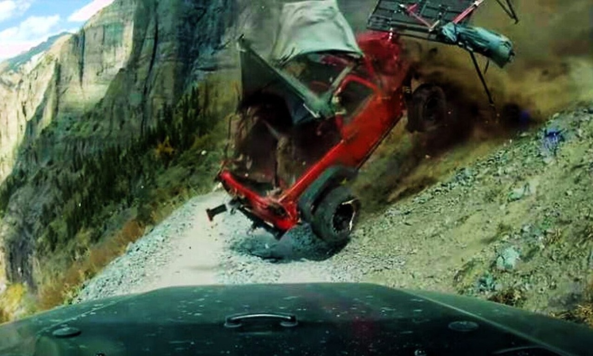 Τρομακτικό ατύχημα! Τζιπ κατρακυλά σε γκρεμό (video)