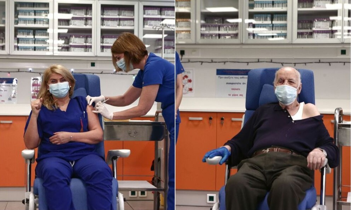 Κορονοϊός: Σπουδαία μέρα! Εμβολιάστηκαν οι δύο πρώτοι Έλληνες - Ποια είναι τα δύο συμβολικά πρόσωπα