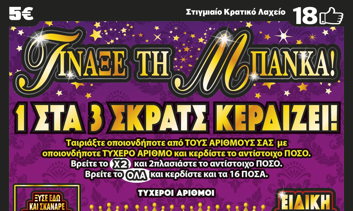 ΣΚΡΑΤΣ: Τυχερός κέρδισε 100.000 ευρώ στο «ΤΙΝΑΞΕ ΤΗΝ ΜΠΑΝΚΑ»