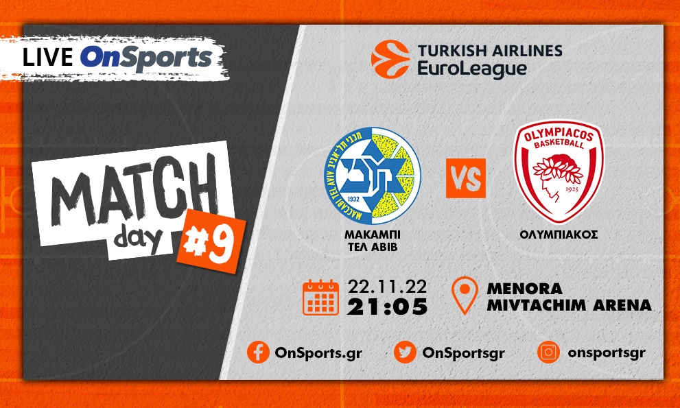 Live Chat Μακάμπι Τελ Αβίβ-Ολυμπιακός 90-84 (Τελικό)