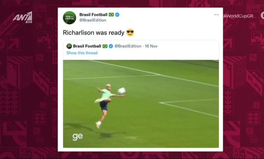 Μουντιάλ 2022: Το ίδιο «αεροπλανικό» γκολ έβαλε και στην προπόνηση ο Ριτσάρλισον! (video)