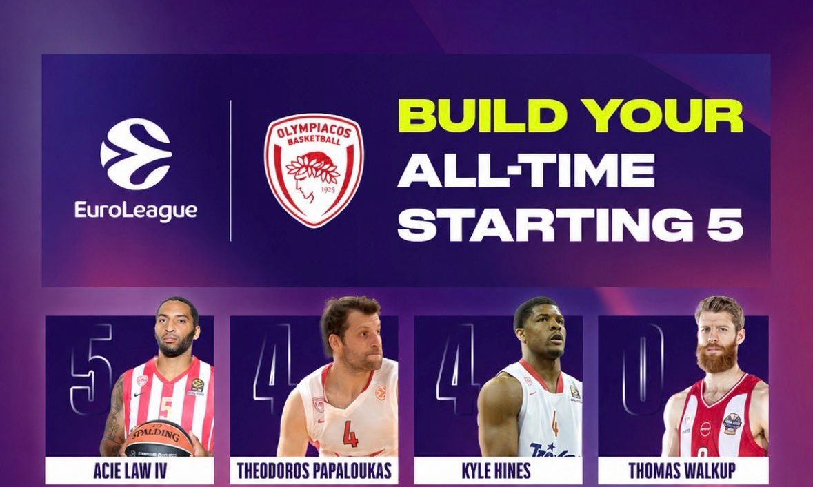 Ολυμπιακός: Η ανάρτηση της EuroLeague για την καλύτερη πεντάδα στην ιστορία των «ερυθρόλευκων»