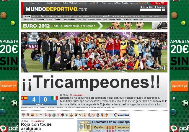 Euro 2012: Ισπανικοί διθύραμβοι (photos)