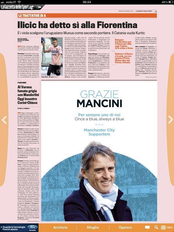 Μάντσεστερ Σίτι: Αγόρασαν διαφήμιση για να ευχαριστήσουν τον Μαντσίνι οι οπαδοί! (photos)