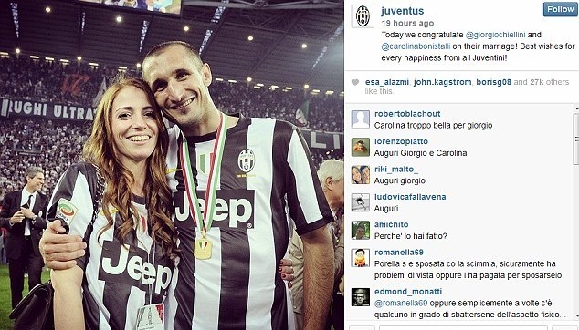 Γιουβέντους: Μετά το δάγκωμα, παντρεύτηκε ο Κιελίνι (photos)