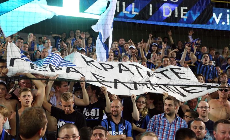 Μπριζ-Παναθηναϊκός: Το πανό των Βέλγων στα ελληνικά (photos)