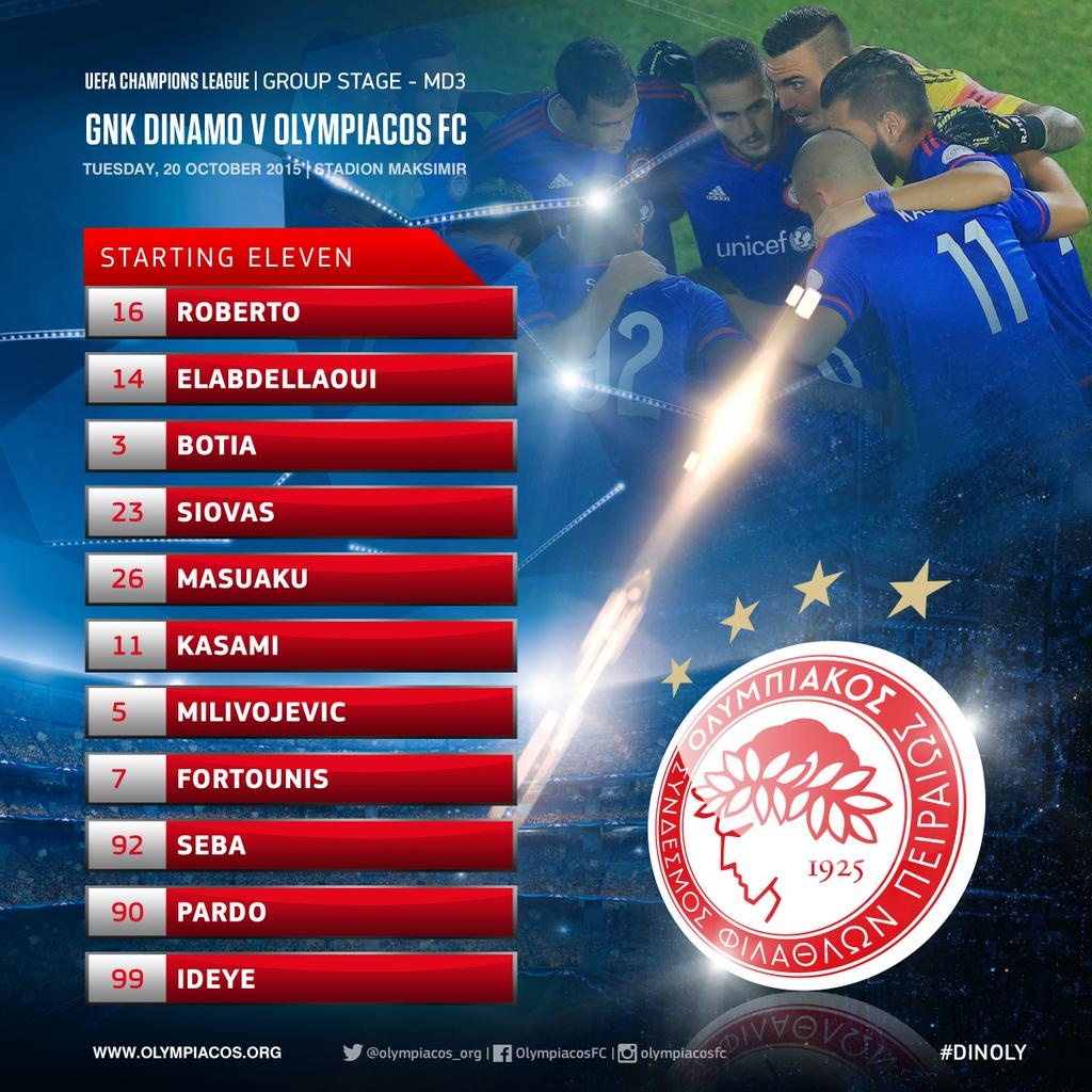 Ολυμπιακός: Η ενδεκάδα με Ντιναμό Ζάγκρεμπ (photo)