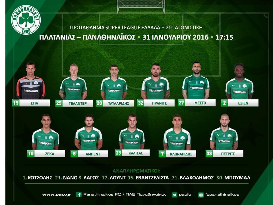 Παναθηναϊκός: Η ενδεκάδα με Πλατανιά (photo)