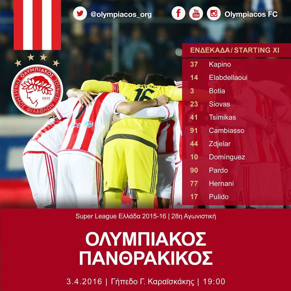 Ολυμπιακός: Η ενδεκάδα με Πανθρακικό (photo)