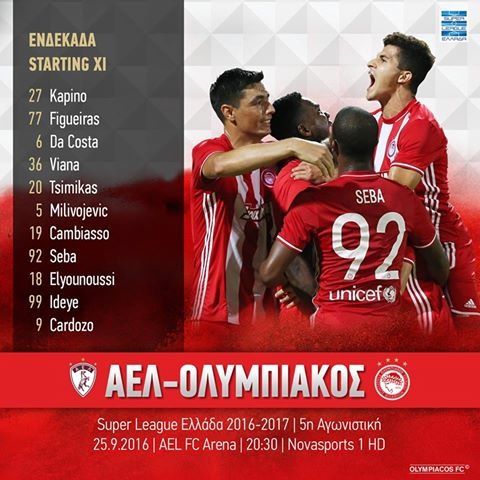 Ολυμπιακός: Η ενδεκάδα με Λάρισα (photo)