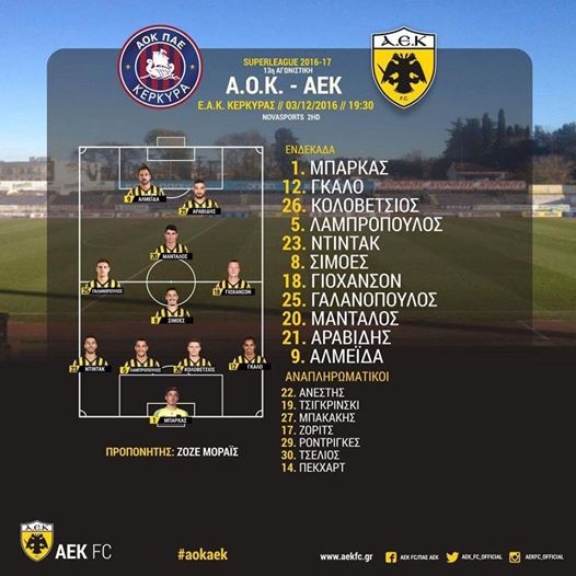 ΑΕΚ: Εκπλήξεις από Μοράις στην 11αδα!