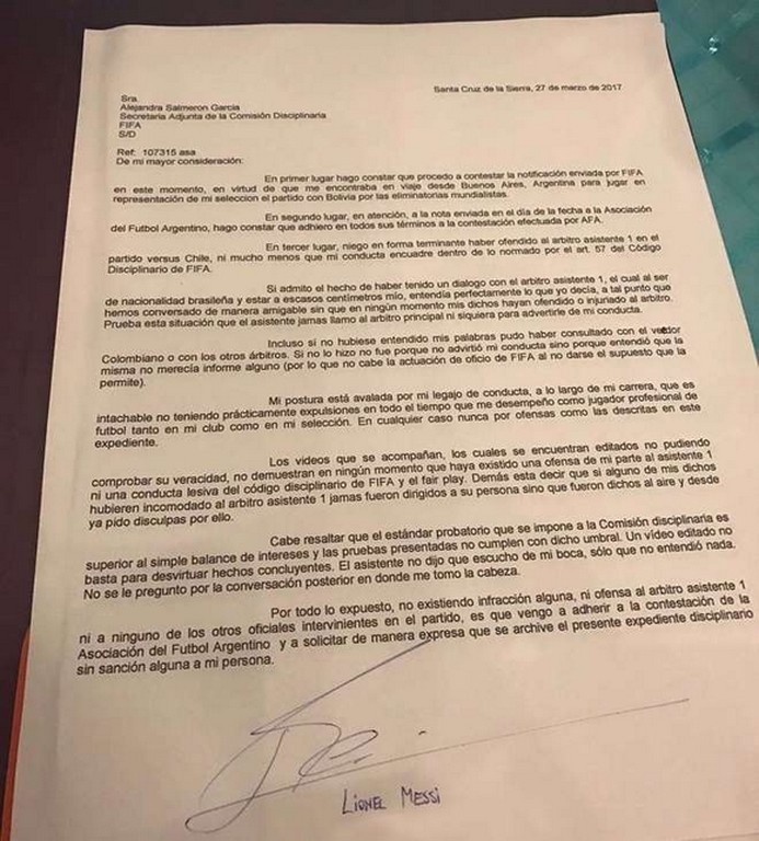 Η «συγγνώμη» του Μέσι στη FIFA (photo)