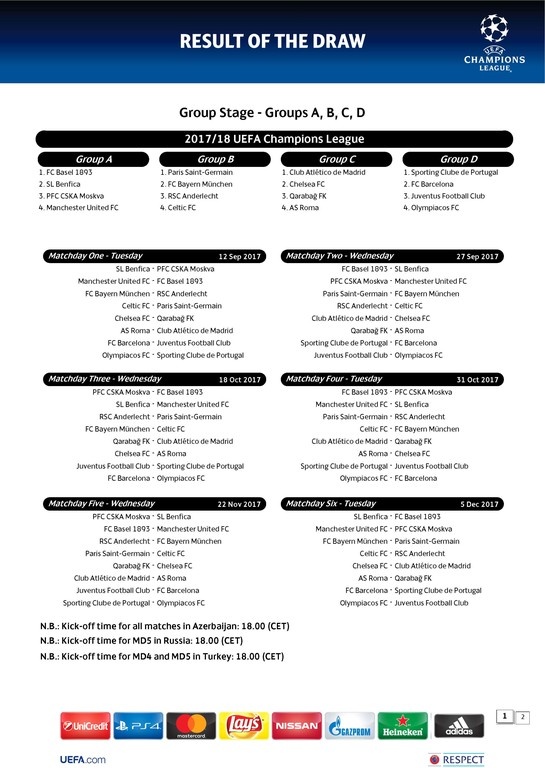 Ολυμπιακός: Αυτό είναι το πρόγραμμα στο Champions League