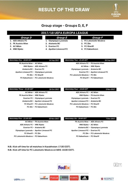 ΑΕΚ: Το πρόγραμμα στο Europa League