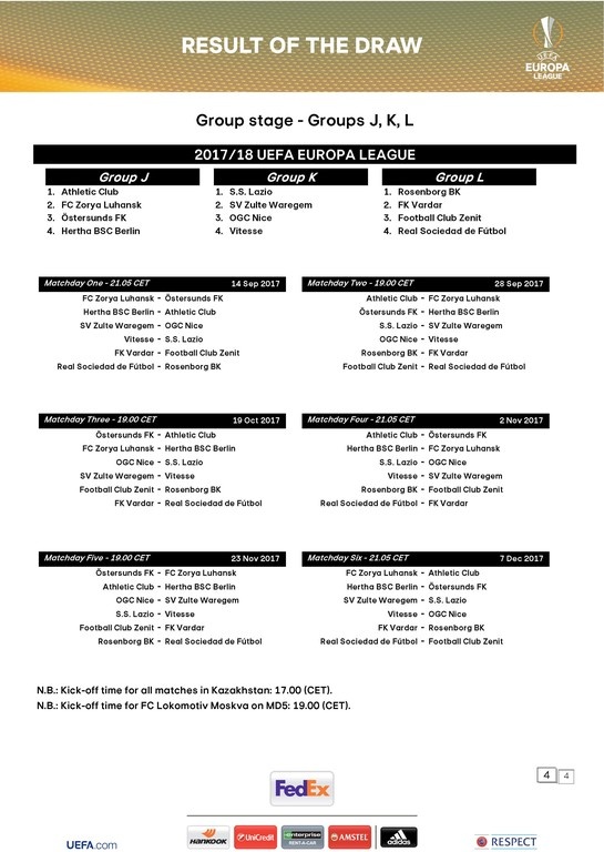 ΑΕΚ: Το πρόγραμμα στο Europa League