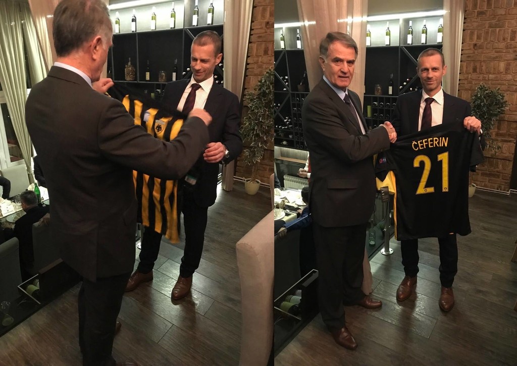 ΑΕΚ: Ο πρόεδρος της UEFA με την «κιτρινόμαυρη» φανέλα! (photos)