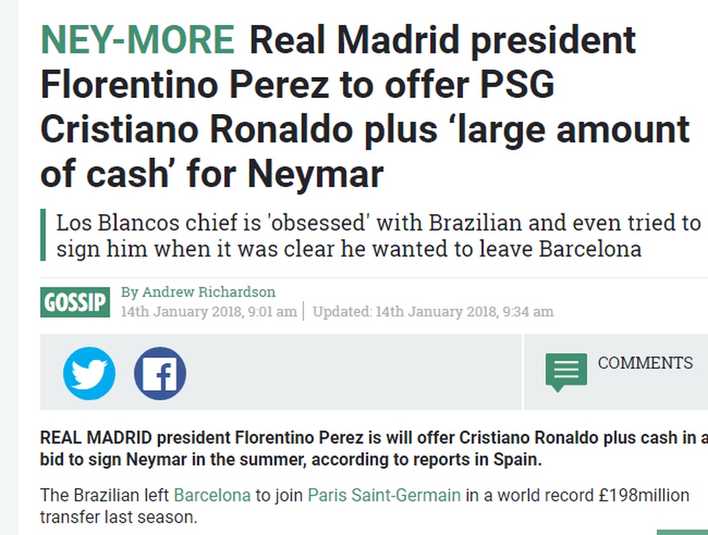 Ανταλλαγή «βόμβα» Ρονάλντο-Νεϊμάρ «ψήνει» η Ρεάλ!