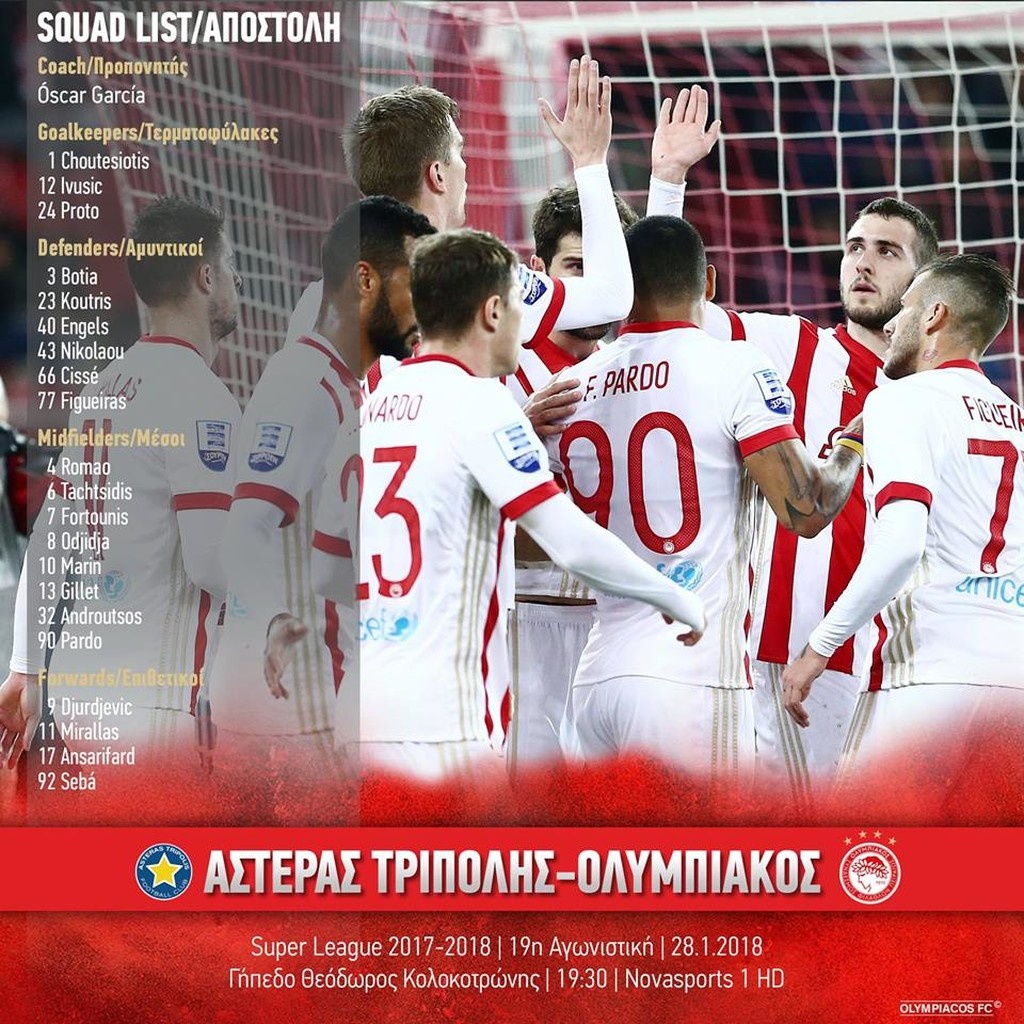 Ολυμπιακός: Με Οτζίτζα στην Τρίπολη