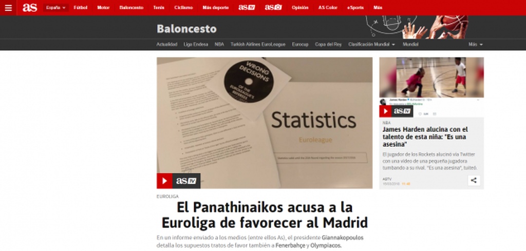 Πρώτο θέμα στα ισπανικά Μέσα η επιστολή Γιαννακόπουλου (photos)