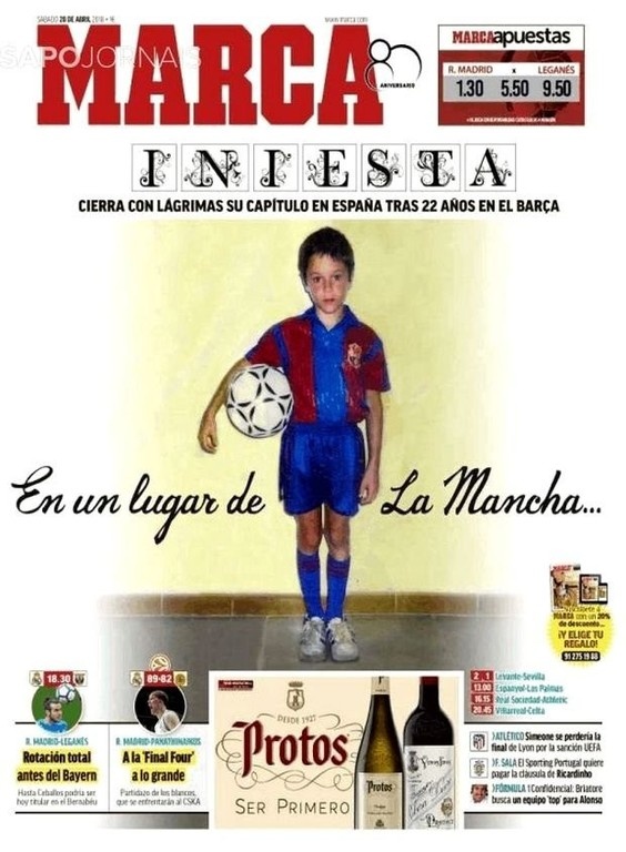 Το τρομερό πρωτοσέλιδο της Marca με τον Ινιέστα… Δον Κιχώτη! (photo)