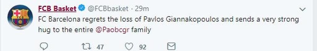 Μπαρτσελόνα: «Μια τεράστια αγκαλιά σε ολόκληρο τον Παναθηναϊκό»