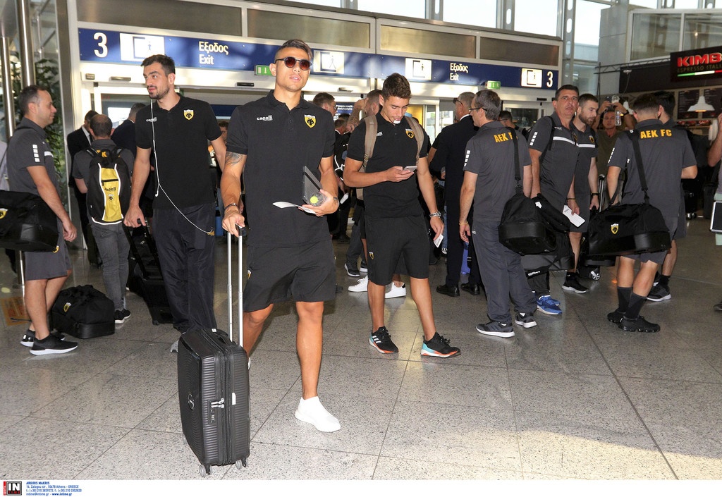 Η αναχώρηση της ΑΕΚ για Γλασκώβη (photos+video)