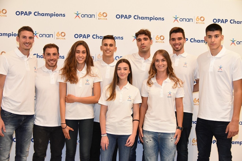 (από αριστερά προς τα δεξιά): Οι OPAP Champions Πάνος Τριβυζάς, Γρηγόρης Σουβατζόγλου, Παναγιώτα Δόση, Αλέξης Ιωακειμίδης, Σεμέλη Ζαρμακούπη, Γιάννης Κυριαζής, Γαβριέλλα Χαραλαμπίδη, Απόστολος Χρήστου, Γιώργος Καλαϊτζάκης