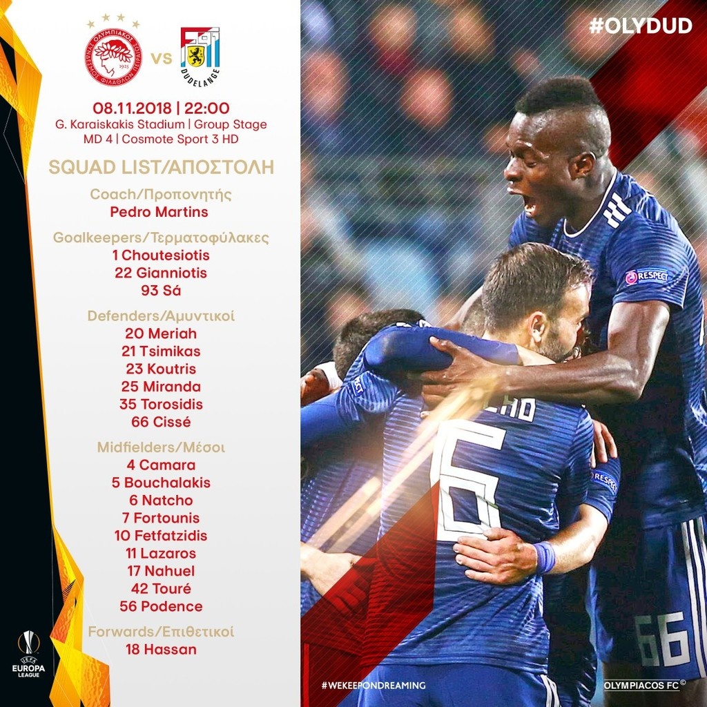 Ολυμπιακός: Με Τουρέ απέναντι στη Ντουντελάνζ (photo)