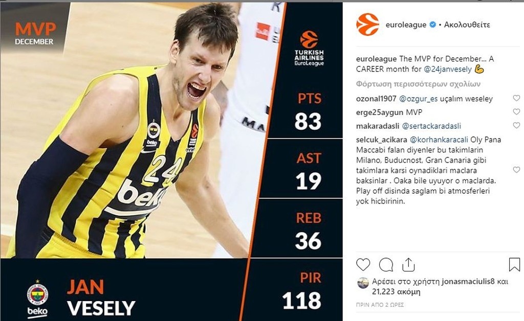 Euroleague: Τελευταίος MVP του 2018 ο Βέσελι! (photo)