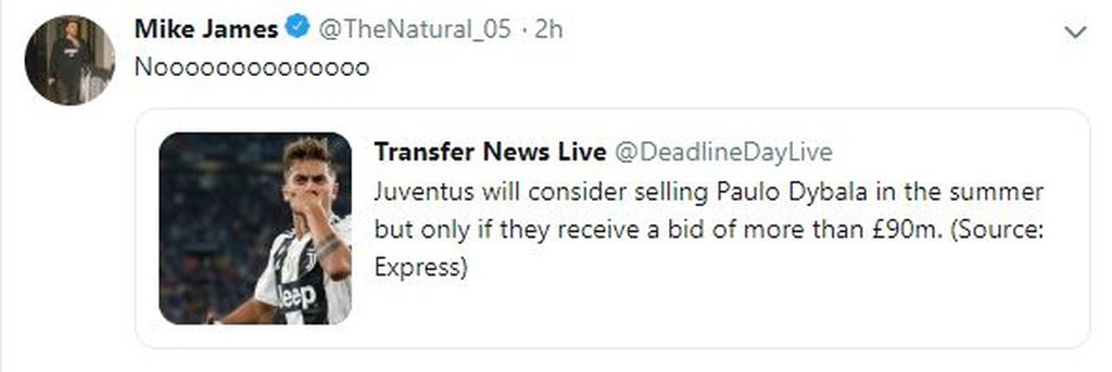 Η Γιουβέντους μπορεί να πουλήσει τον Ντιμπάλα και ο Μάικ Τζέιμς… ξεσπάει! (photo)