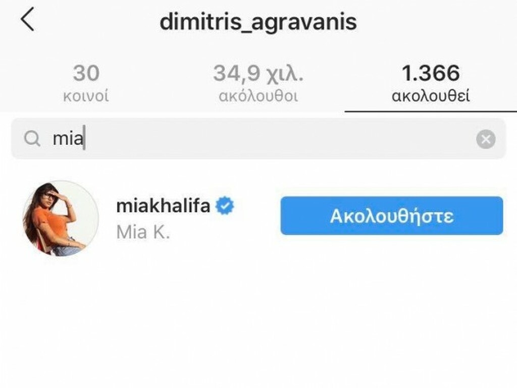Δεν θα πιστεύετε ποια έκανε follow ο Αγραβάνης (photos)