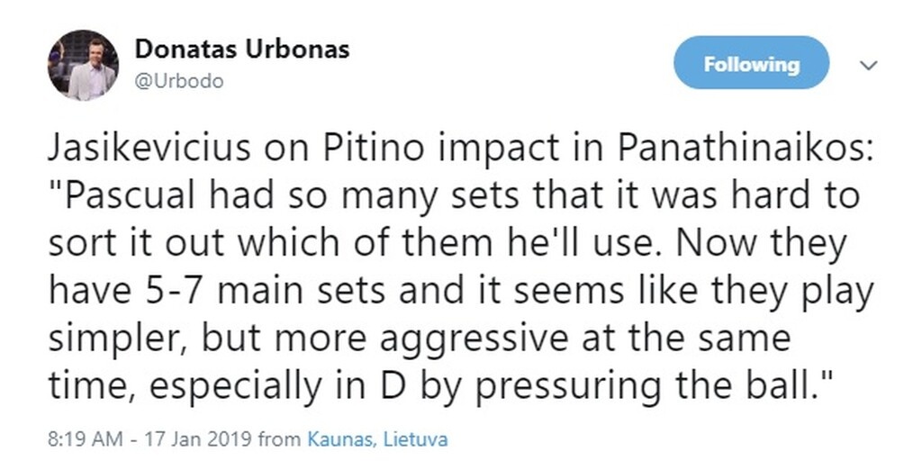 Γιασικεβίτσιους: «Με τον Πιτίνο ο Παναθηναϊκός παίζει πιο απλά και πιο σκληρά» (photo)