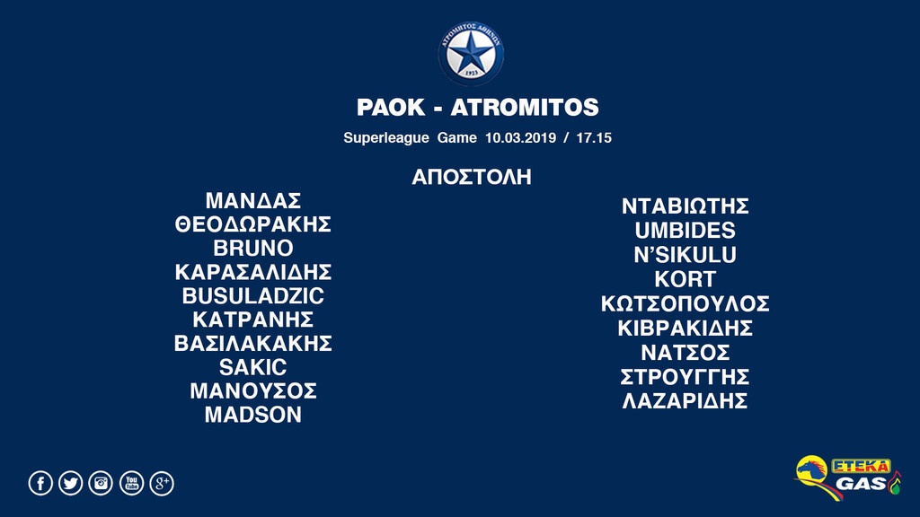 Ατρόμητος: Με αρκετές απουσίες στην Τούμπα