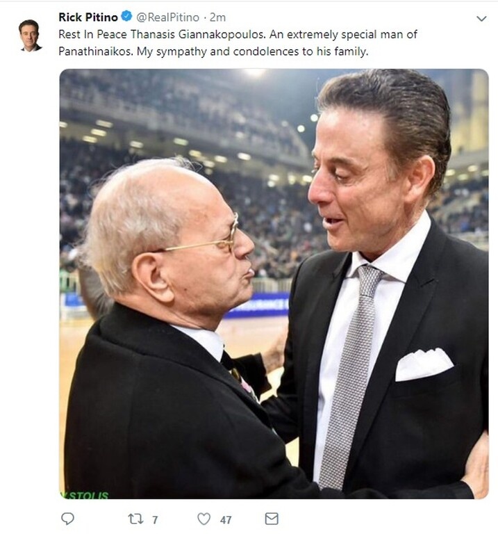 Πιτίνο: «Θανάσης Γιαννακόπουλος, ένας εξαιρετικά ξεχωριστός άνθρωπος» (photo)