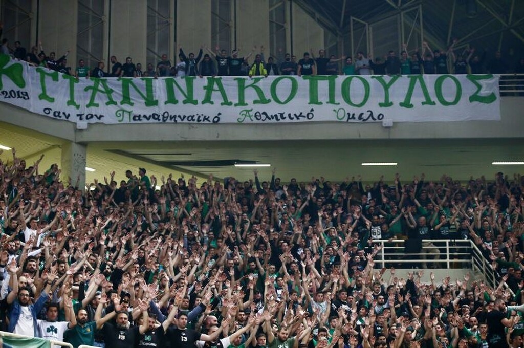 Παναθηναϊκός ΟΠΑΠ-Μπασκόνια: Συγκινητικό πανό για τον Θανάση Γιαννακόπουλο (video+photos)