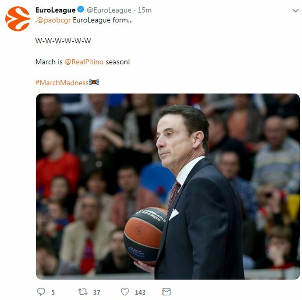 Euroleague: «Μάρτιος, ο μήνας του Ρικ Πιτίνο» (photo)