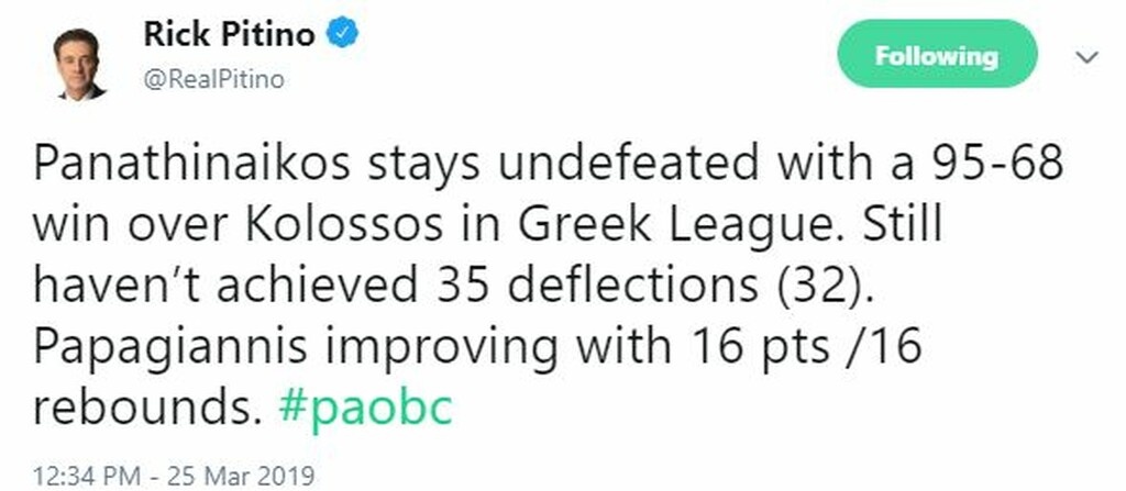 Πιτίνο: «Μείναμε αήττητοι, βελτιώνεται ο Παπαγιάννης» (photo)